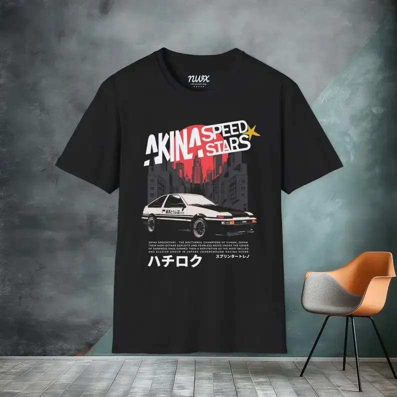 Initial D Akina Auto T-Shirt AE86 Trueno: Takumi Fujiwara, Speed Stars