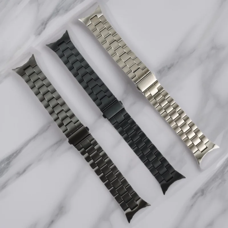 Watch Bands suitable for Google Pixel Watch1/2 Titanium Strap for Google Pixel Watch Three Beads Metal Steel Watch Strap