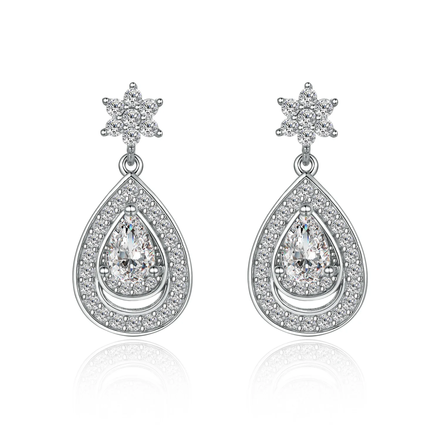 

S925 pure silver plated 18K gold PT950 platinum star shaped water droplet earrings, high-end and fashionable tassel earrings