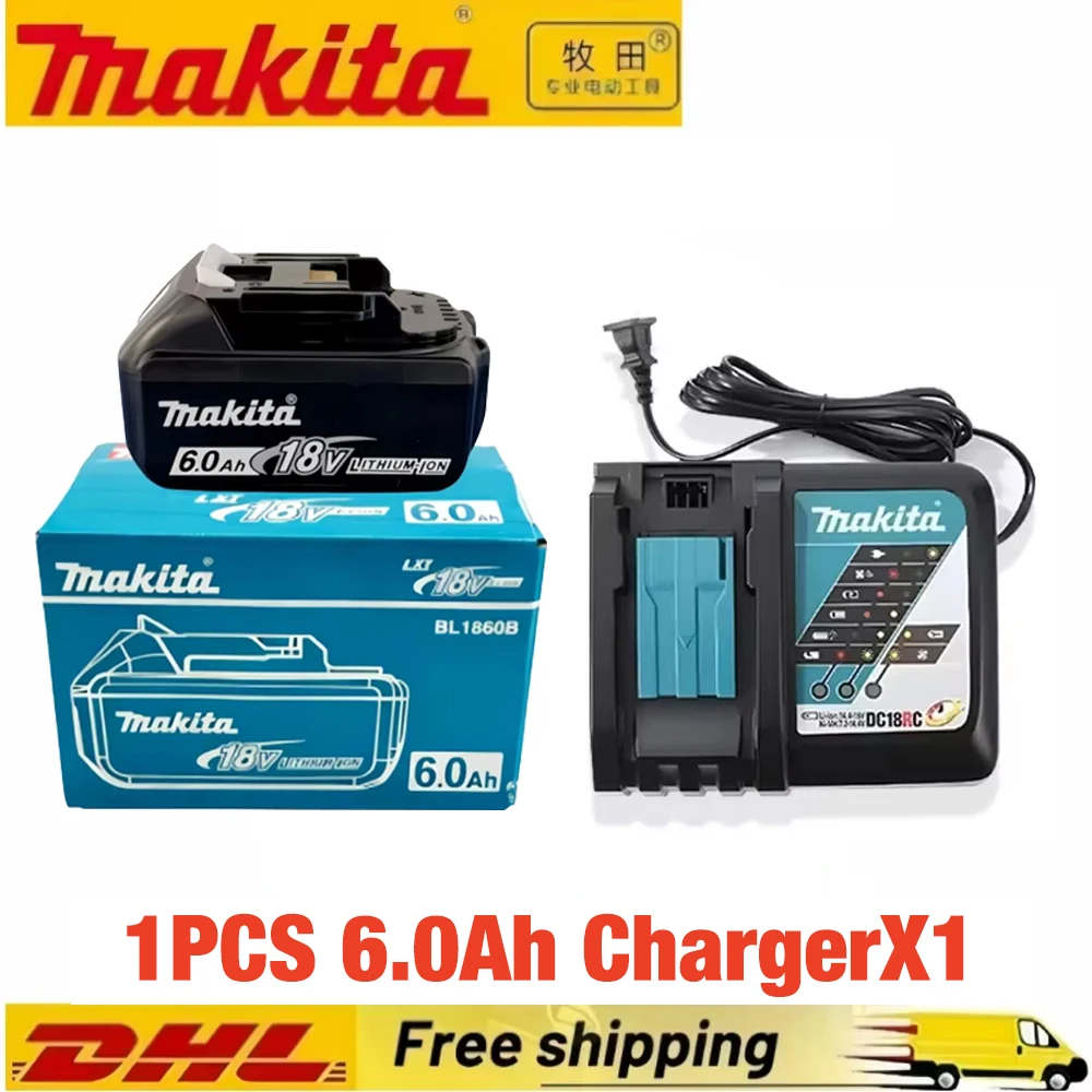 Originele Makita 18V batterij 6ah, met batterij-indicator Oplaadbare Makita-batterij, BL1830 BL1840 BL1850 Power Tool-batterij