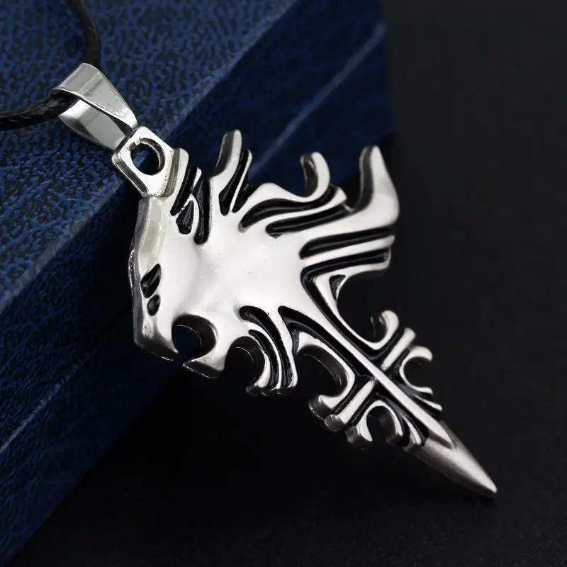 Game Final Fantasy Necklace Sleeping Lion Head Cross Pendant Chain Necklace collares Jewelry Accessories For Men Women Gift