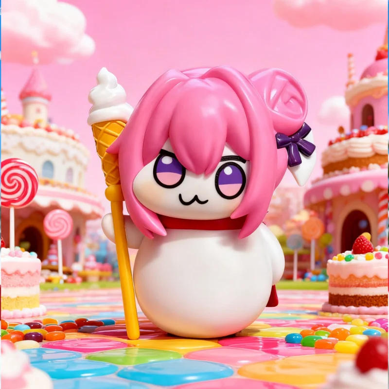 Cute Snowman Cartoon Figure 7cm Mini Resin Figurine Kawaii Pink Haired Character Ornament Desk Decor Collectible Toy Gift