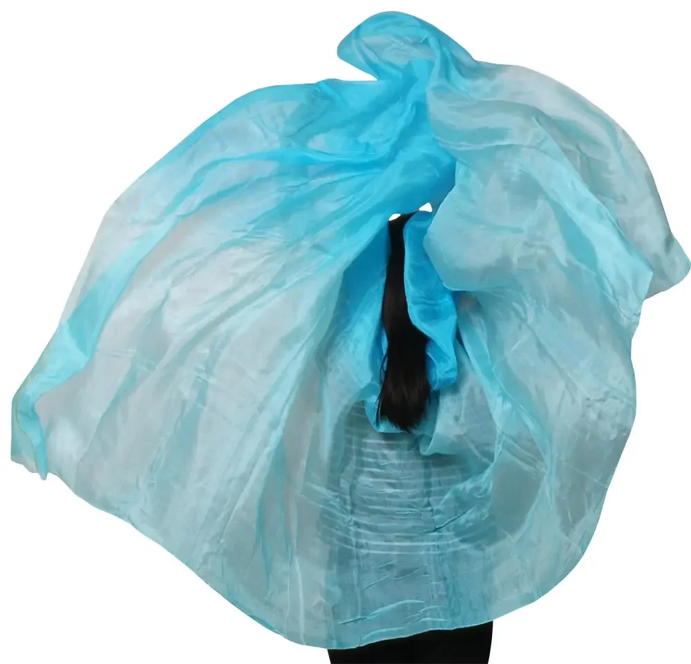 100% الحرير الرقص الأداء بلون ضوء الملمس الحجاب شالات الرقص الشرقي اكسسوارات الحجاب النساء طفل وشاح حريري 250 سنتيمتر x 114 سنتيمتر #4