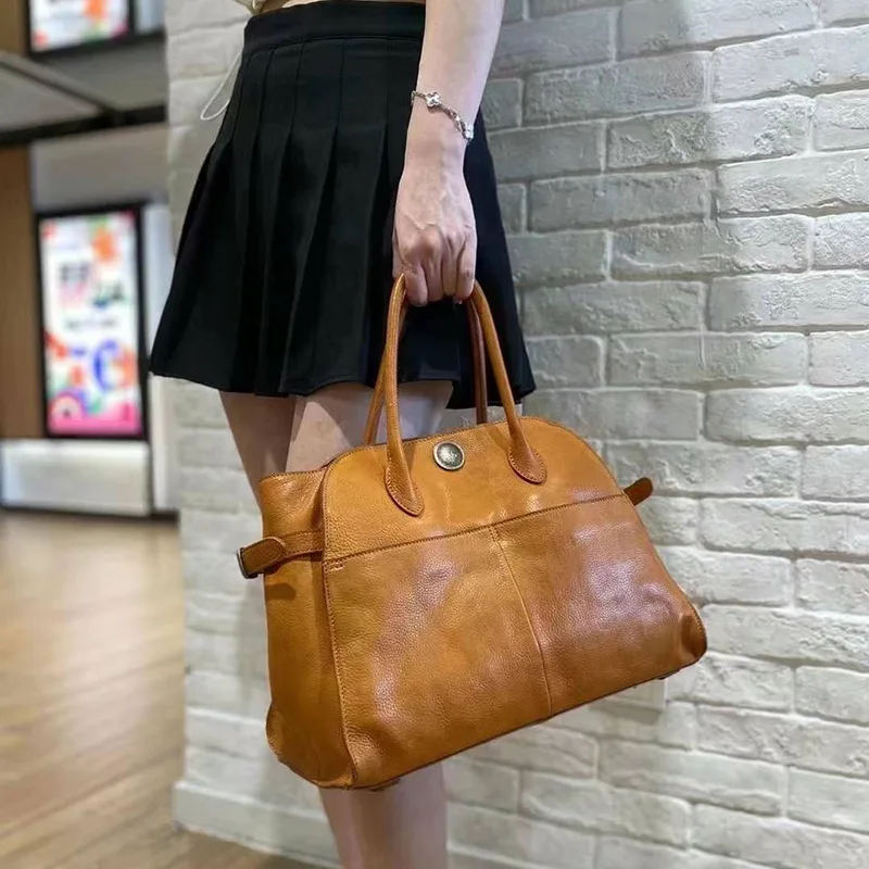 

Organizers designers handmade genuine leather women's large-capacity handbag weekend travel fashion luxury cow leather tote bag