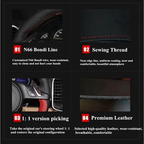 Perforated Leather Car Steering Wheel Cover Trim Black For BMW M Sport F30 F32 F34 F10 F15 F16 F20 F48 F25 F22 F45 M135i M235i top 10 m235i - №4