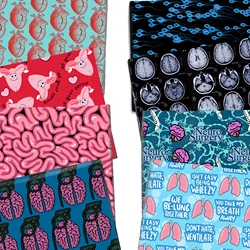 50*145cm Polyester Cotton Fabric Brain Organ Bone Printed Bow-knot Cartoon DIY Patchwork for Cloth Garment Tissue
