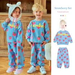 Children's Sweatshirt 24 Fall New Strawberry Fashion Korean Boys And Girls Sweater Cotton Casual Sweatpants Children's Clothing