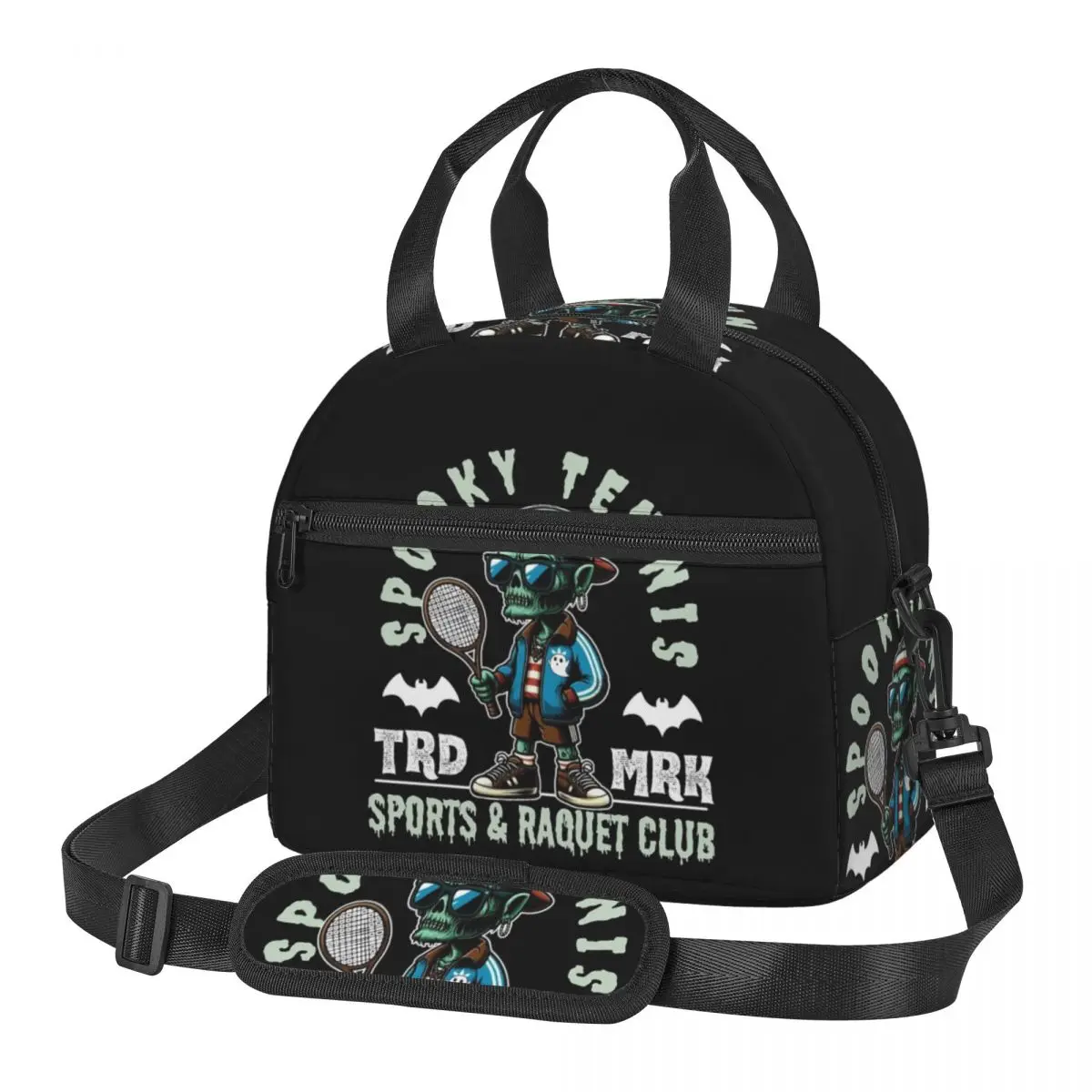 Spooky Tennis Sports And Raquet Club Lunch Bags Insulated Bento Box Lunch Tote Picnic Bags Cooler Thermal Bag for Woman Work