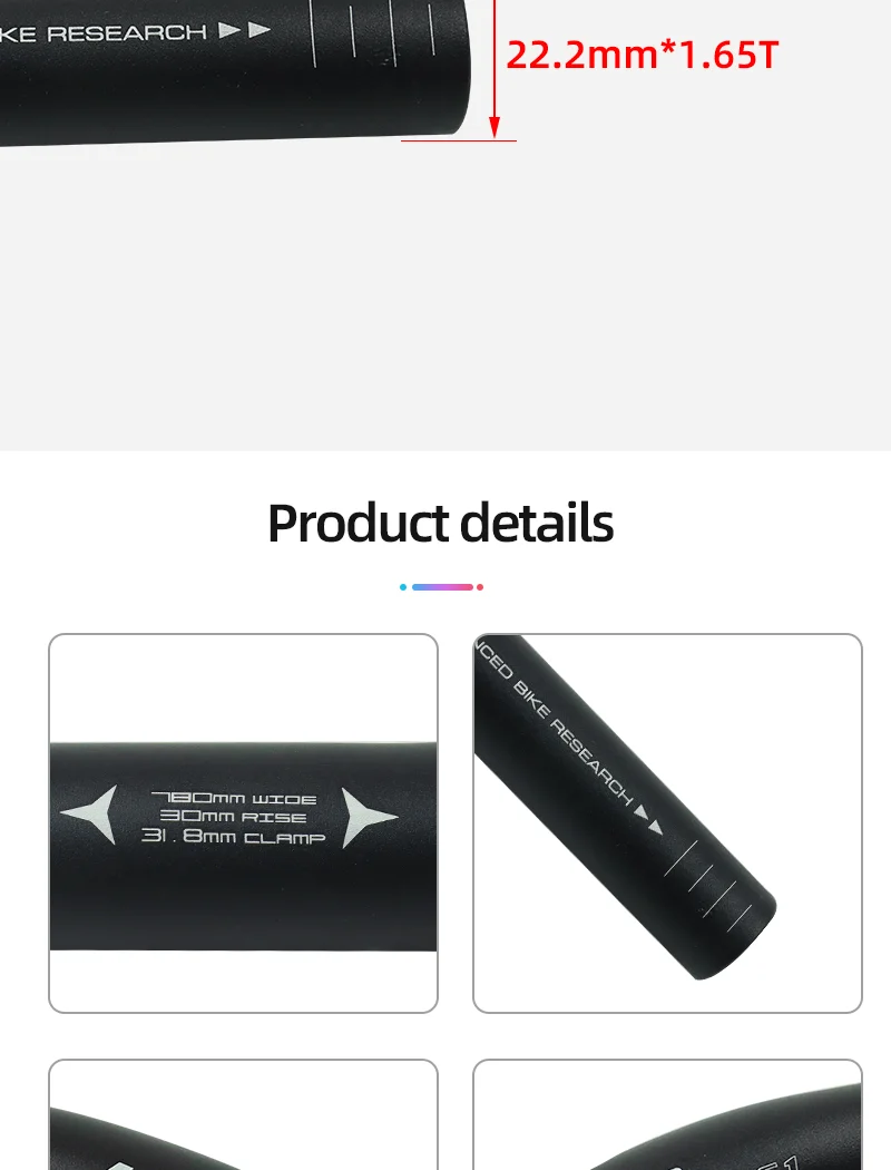 WAKE MTB Mountainbike Swallow Lenker Aluminiumlegierung 720mm 780mm Durchmesser 31,8mm 313g Matte Textur Fahrradzubehör Teile – Detail 8