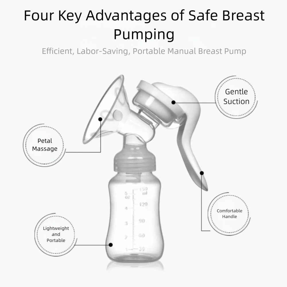 مضخة ثدي يدوية خالية من مادة BPA، مضخة تغذية قوية لشفط الحلمة، لوازم ما بعد الولادة، زجاجة حليب، مضخة حليب الثدي