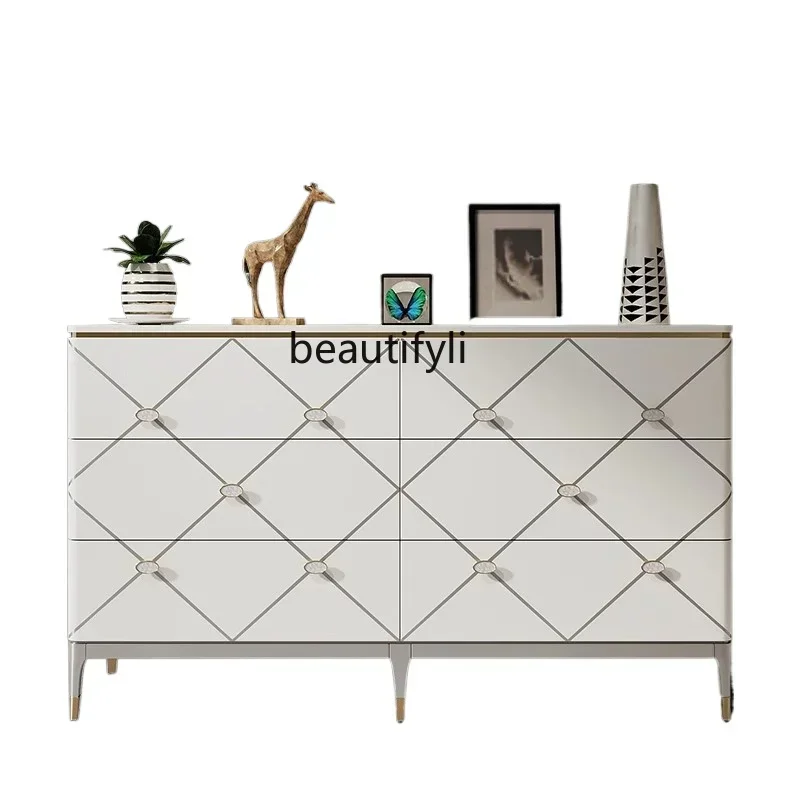 

American light luxury chest cabinet entrance foyer entrance cabinet solid wood high-end storage side cabinet