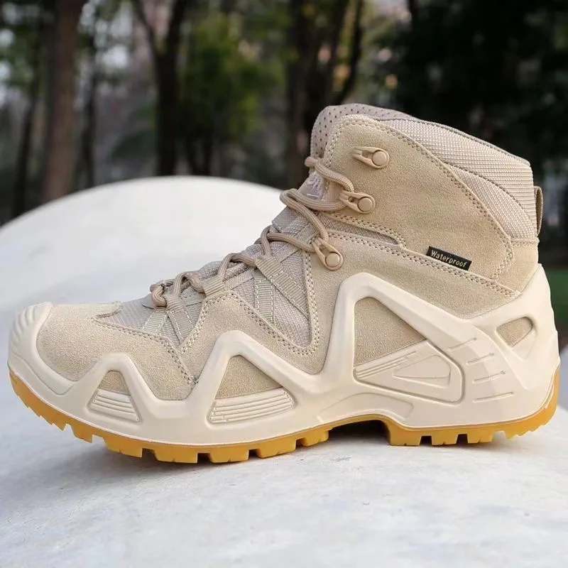 Men's Leather Hiking Boots, Camping Anti Slip, Wear-resistant, Breathable Hiking Shoes, Tactical Boots, Plus Size Workwear Shoes