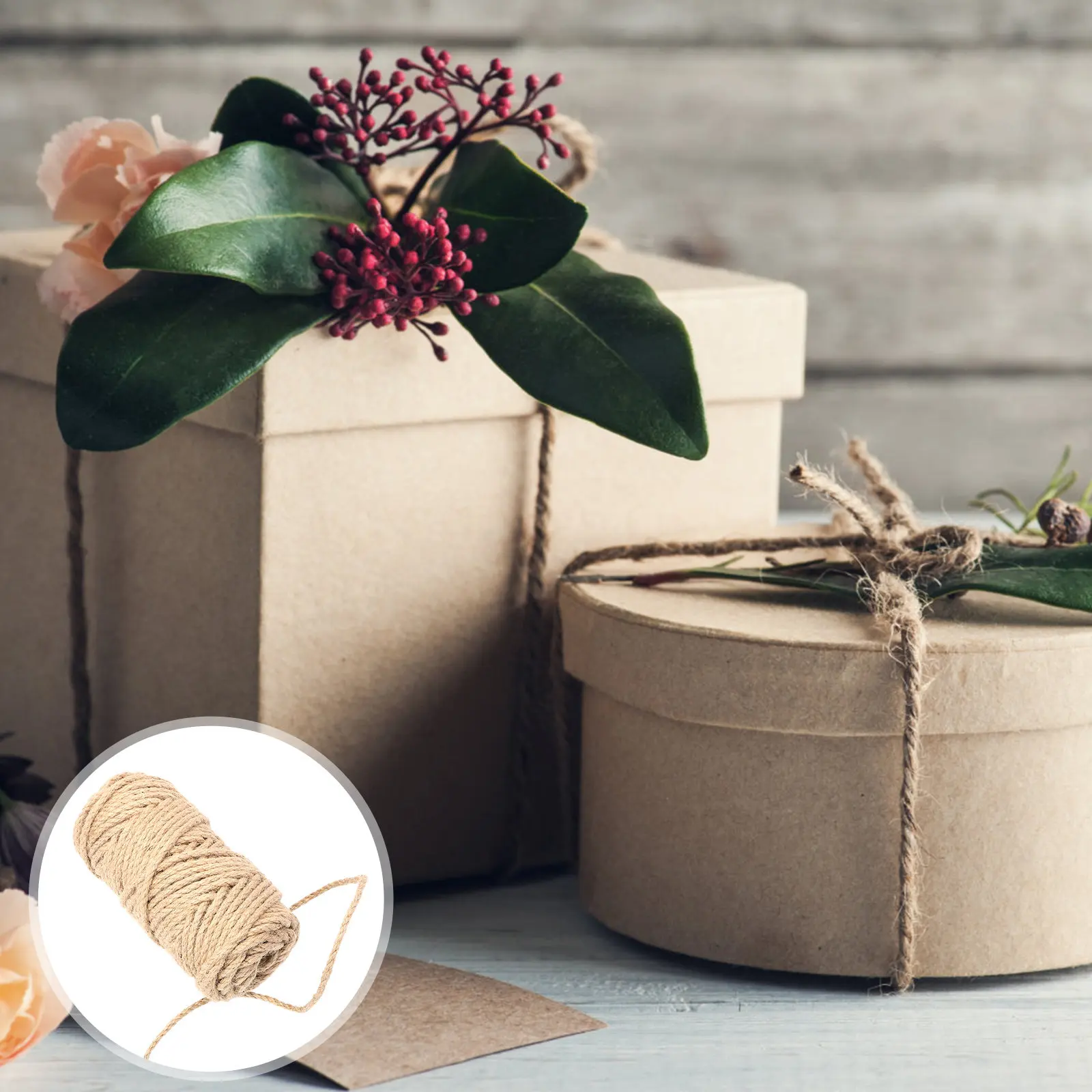 

50M Vintage Style Multi-Strand Woven Hemp Rope for DIY Crafts Binding Decorative Flower Garland Garden Fence Repair Gift Packing