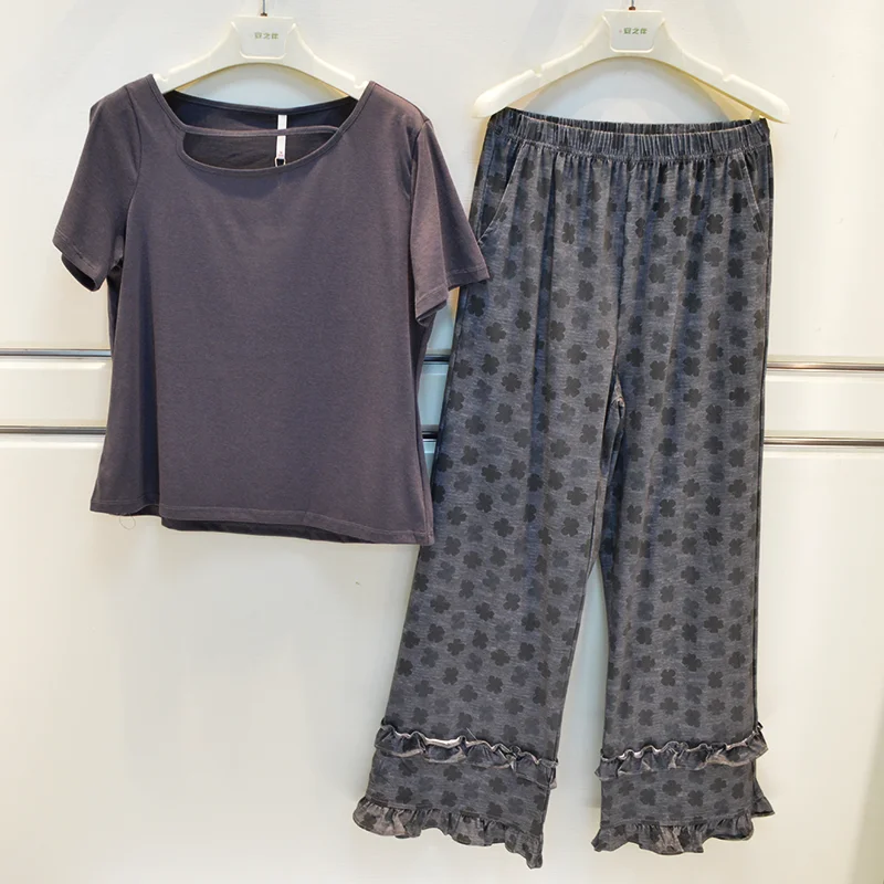 anziban-summer-2026-women's-pure-cotton-knitted-round-neck-short-sleeve-long-pants-home-clothes-comfortable-breathable-sleepwear