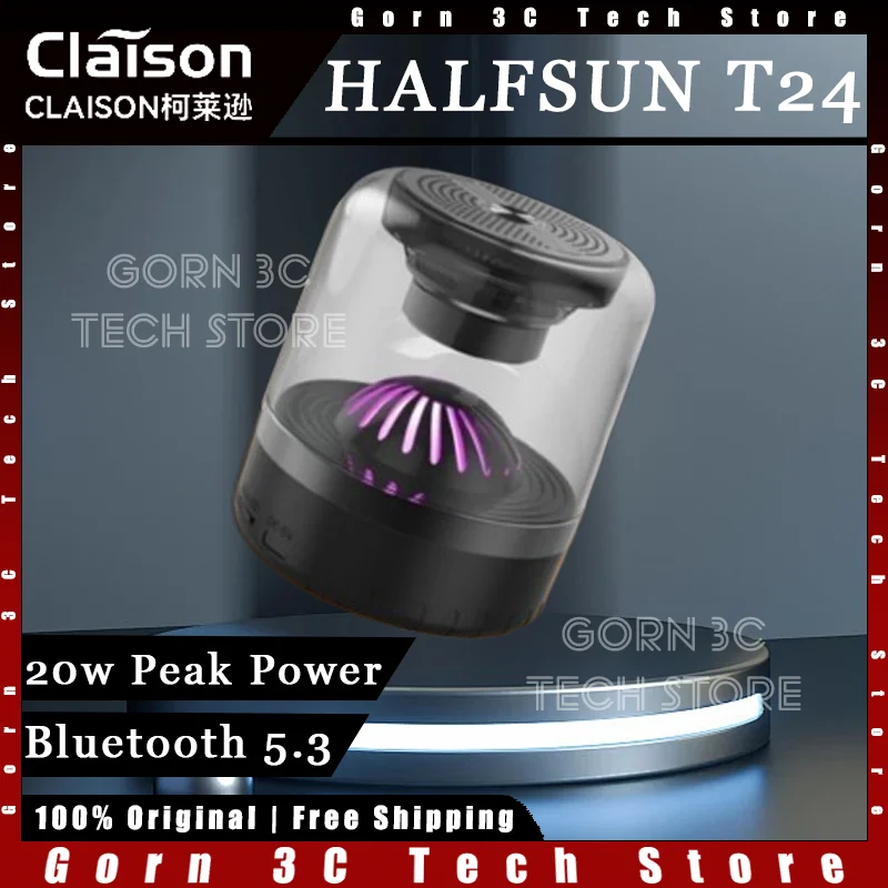 

CLAISON T24 Wireless Speaker Bluetooth5.3 20W Peak Power IP67 Waterproof High Fidelity RGB Portable Camping Customized Subwoofer