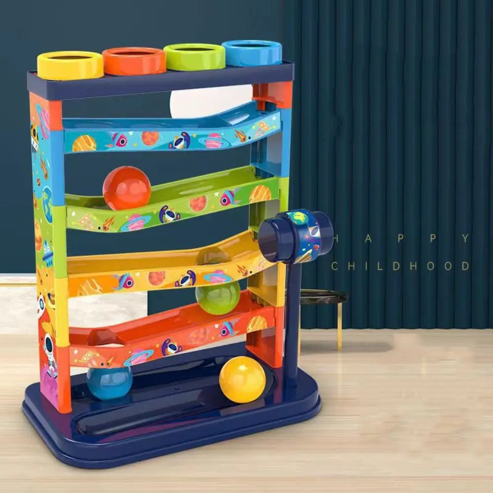 Jouet de rampe à boule roulante coulissante en plastique, jouet interactif à empiler, piste colorée à 5 couches, éducation précoce Montessori