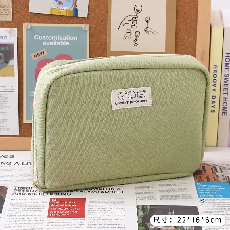 Large Capacity Pencil Case Zip Canvas Pencil Bag Pouch Function Portable Pensel Case with Zipper Student Stationery Supplies