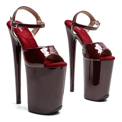 Leecabe 23CM / 9inches Patent PU Upper Open toe fashion Platform High Heels sandals stripper heel Pole Dance shoes