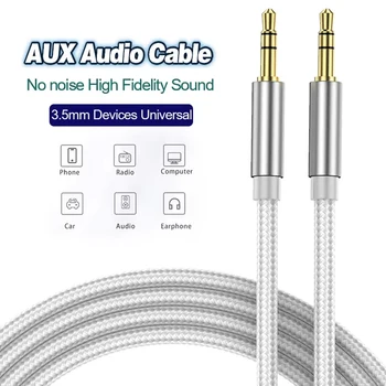 Cabo de áudio aux de 3.5mm a 3.5mm, cabo de alto-falante jack de 3.5mm para fones de ouvido jbl, carro, samsung, xiaomi, redmi 5 plus, oneplus, mp3, aux