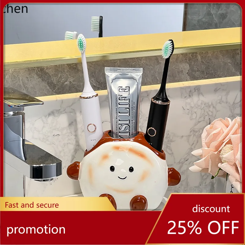 

Zml toothbrush holder washbasin for home toothbrush storage ceramic base stand