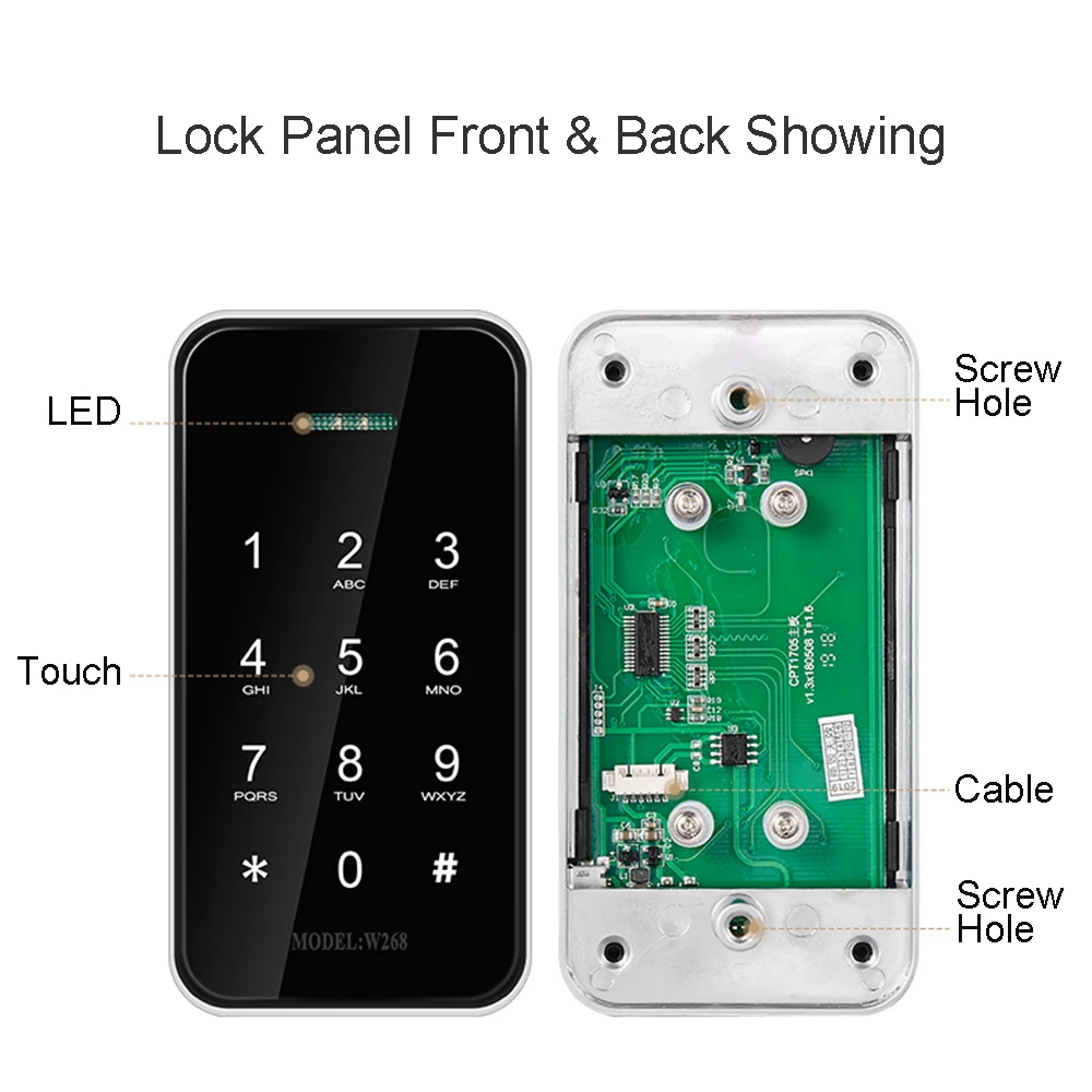 Electronic Password Lock Touch Keypad Lock Anti Theft GYM Storage Cabinet Wardrobe Door Sports Office School Drawer Locker