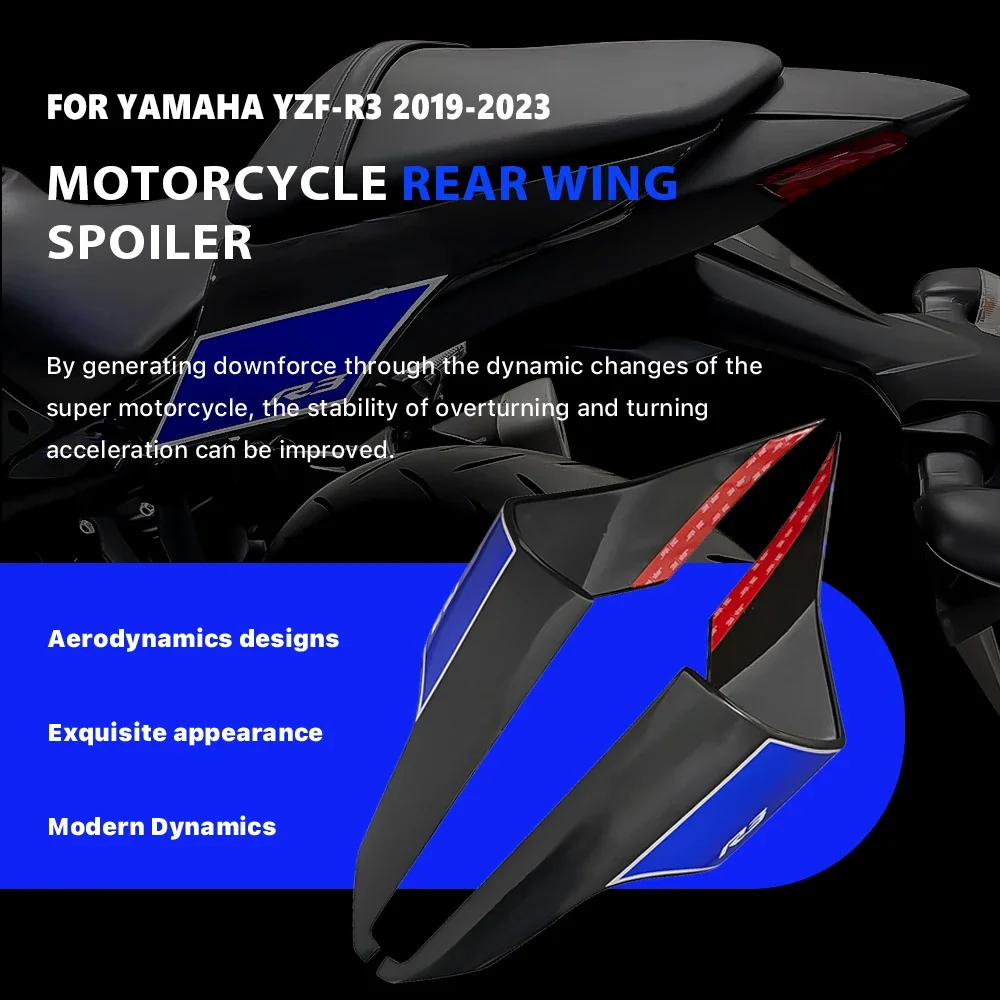 

Motorcycle Fairing Accessory Rear Wing Suitable For Yamaha YZF-R3 R3 2019-2023 High-Quality ABS rear Panel Cover