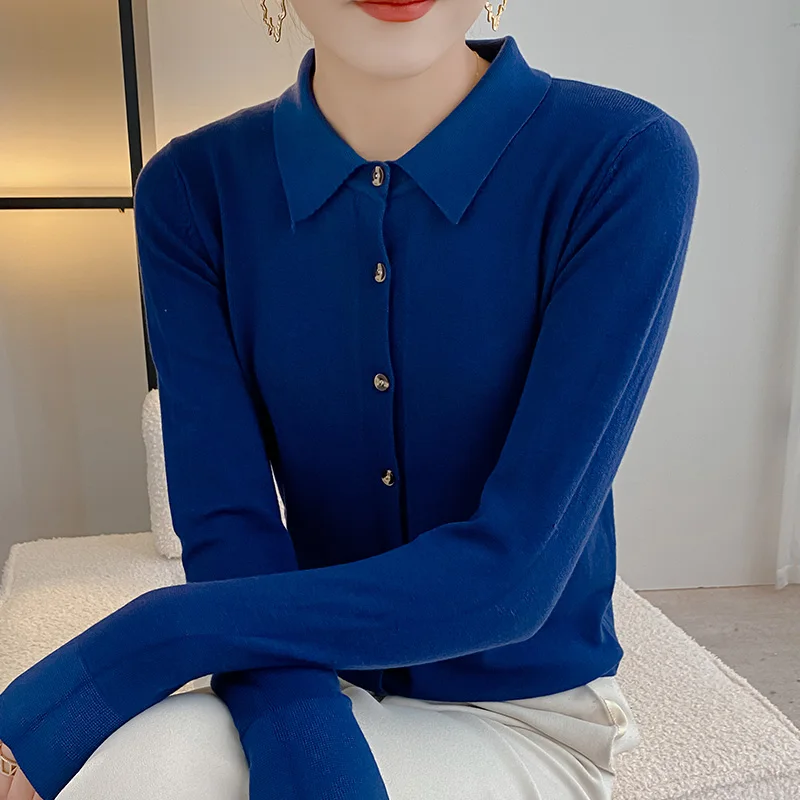 Lafarvie 9 Colors Ins Women T-shirt Cardigans O-neck Spring Autumn Y2k Knitted Cashmere Solid Single Breasted Sweaters 2023
