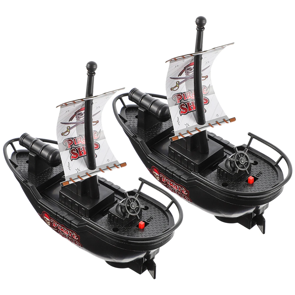 Modelo de barcos de juguete para niños, barcos de baño de juguete, modelos de barcos piratas eléctricos, juguete de ducha para el hogar, juguetes de cumpleaños, regalos, 2 uds.