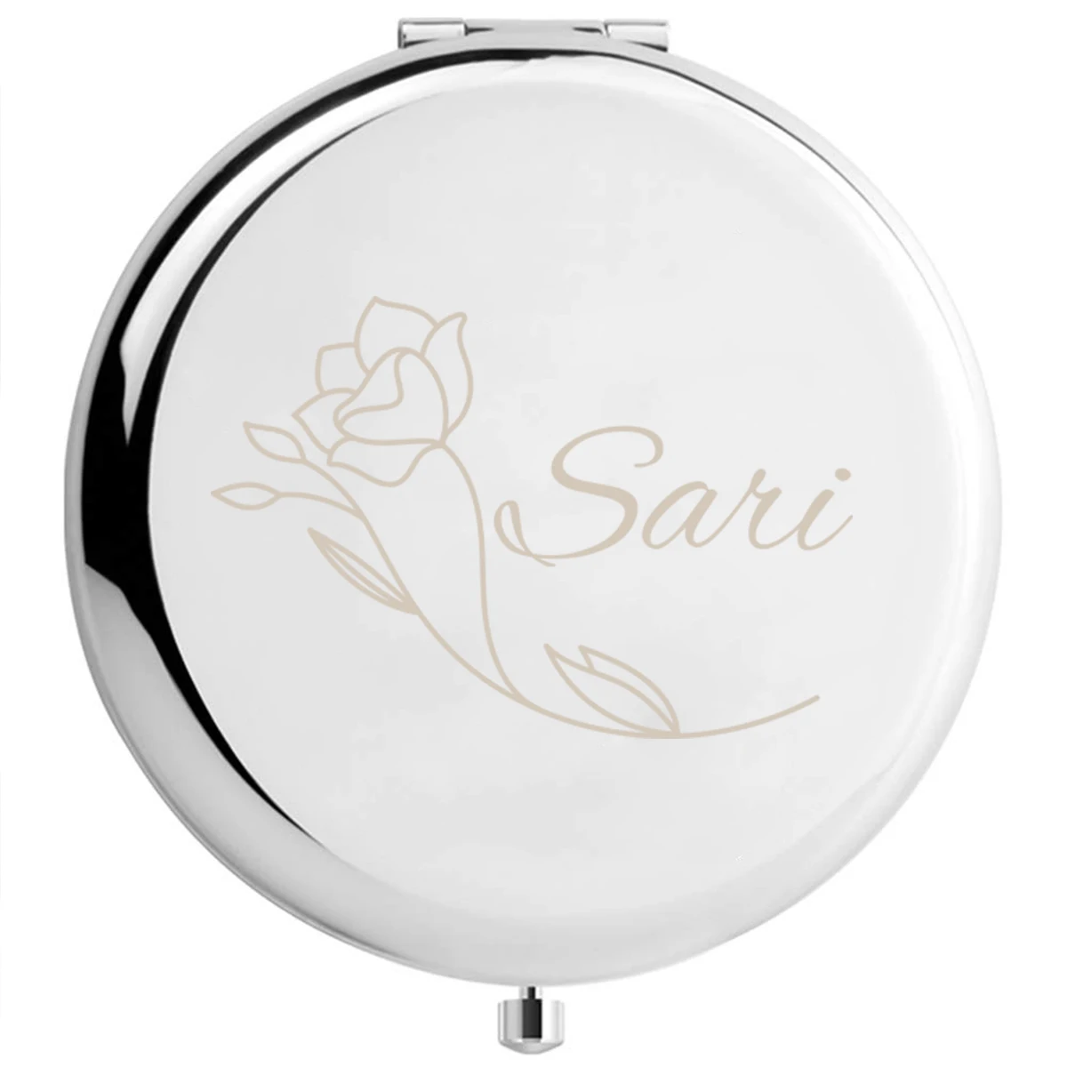 1 قطعة وردة جميلة مخصصة النص مرآة الجيب دائرة مستديرة مرآة قابلة للطي مرآة هدية عيد ميلاد هدايا المناسبات #2