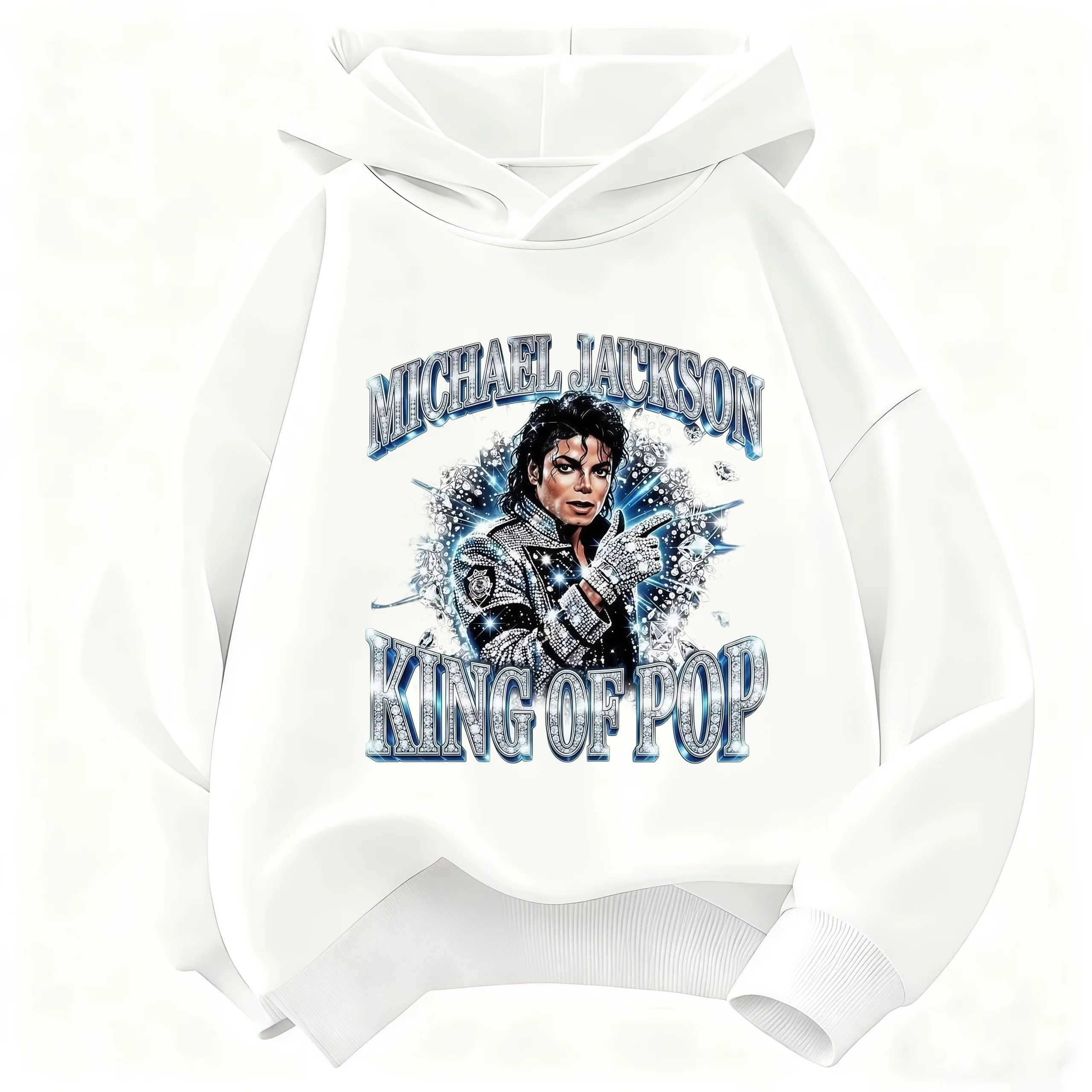 Fall/Winter 2026 Retro Pop Icon Graphic Top Cool Michael Jackson Print Kids' Sweatshirt Warm Pullover Hoodie for Boys & Girls