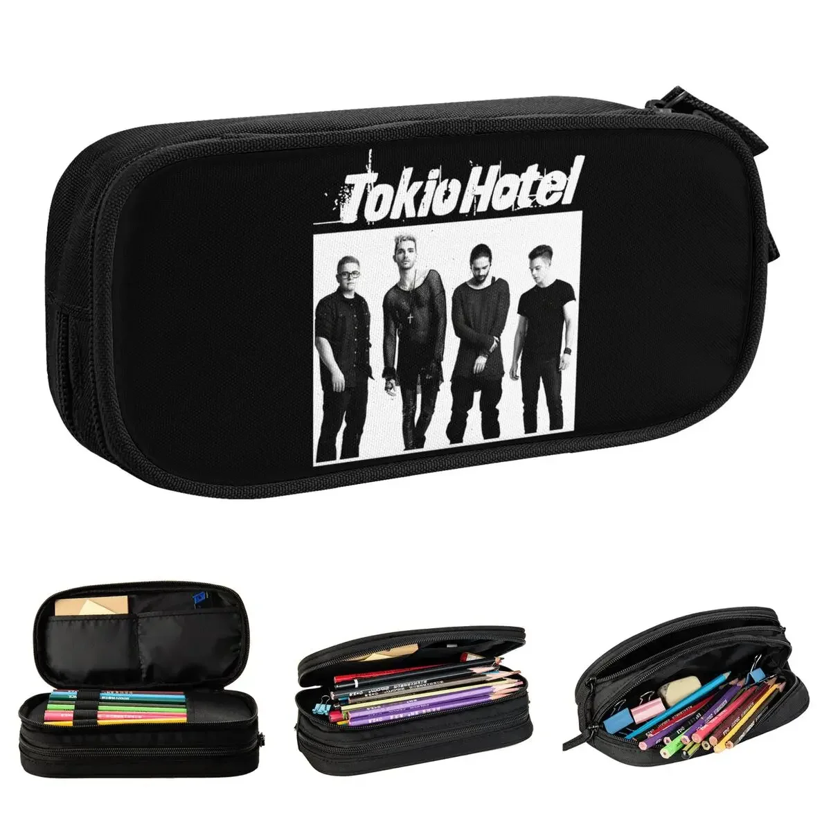 

Tokio Hotel Vintage Beyond The Pencil Cases Creative Pen Holder Bags for Student Big Students School Zipper Pencilcases