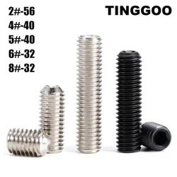 40pcs UNC 2# 4# 5 6# 8# US Coarse 304 Stainless 12.9 Black Steel Hex Hexagon Socket Allen Cup Point Grub Headless Bolt Set Screw