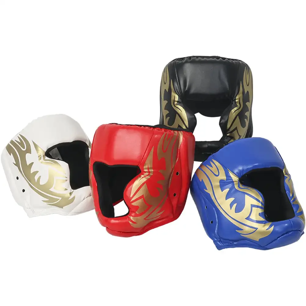 New Boxing Helmet Leather Karate Muay Thai Sanda Training Adults Kids Arts Helmet Head Guard Taekwondo Karate Boxing Helmets