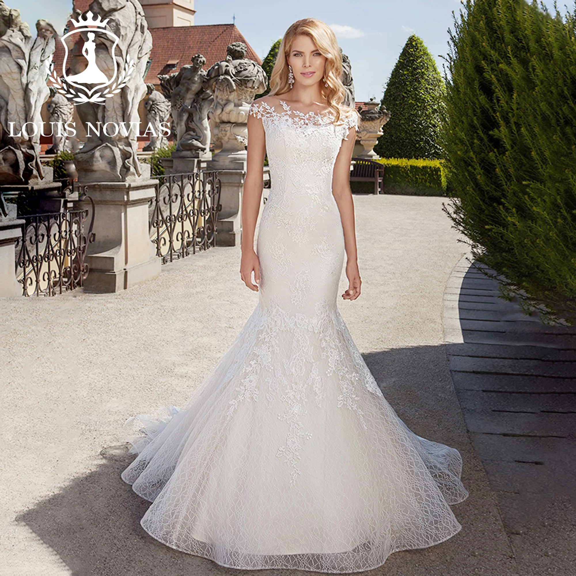 LOUIS NOVIAS New Arrival Bride  Brush Train Luxury New Arrives Wedding Dress Vestidos De Novia