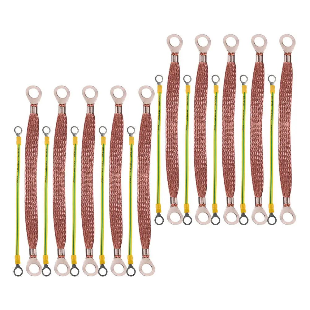 

20Pcs Copper Ground Strap Universal Automotive Engine Grounding Cable with Terminal Plugs Heavy Duty Braided Car Line
