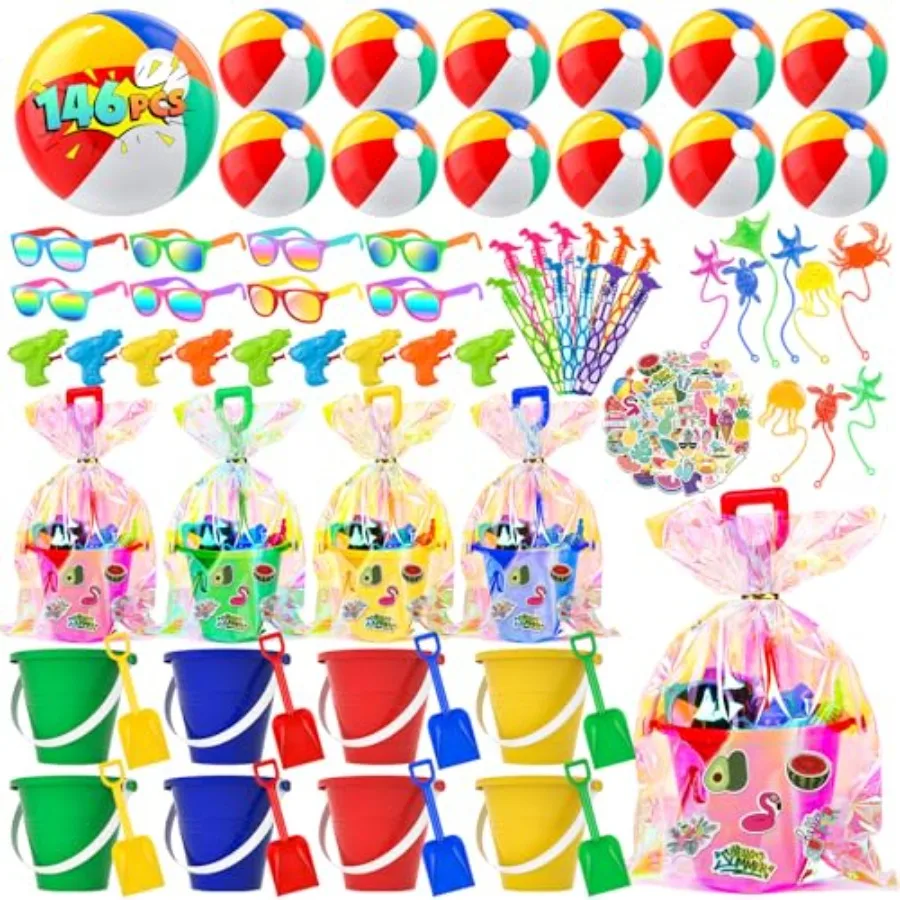 

Набор для пляжной вечеринки: 146 предметов, игрушки для пляжа для детей 4-8 лет, летние принадлежности для вечеринок с пляжными мячами, солнцезащитными очками, ведерками для песка, липкими игрушками и т.д.
