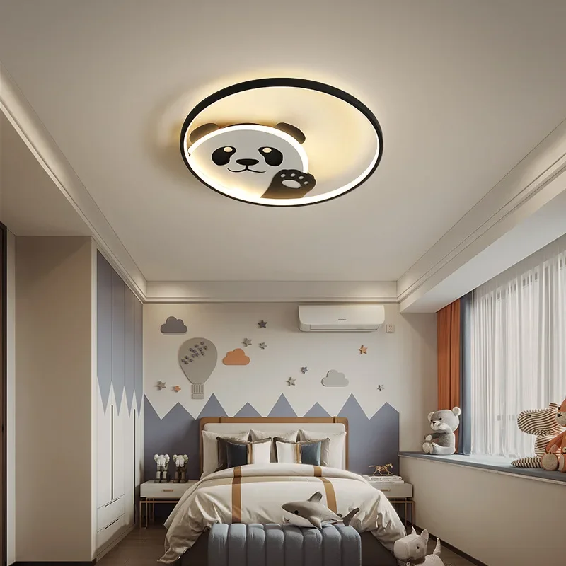 Panda Bear Ceiling Lamps for Baby Room Boys Bedroom Lamp Decor Cute Cartoon Ceiling Chandelier Kids Children Animal Led Lights