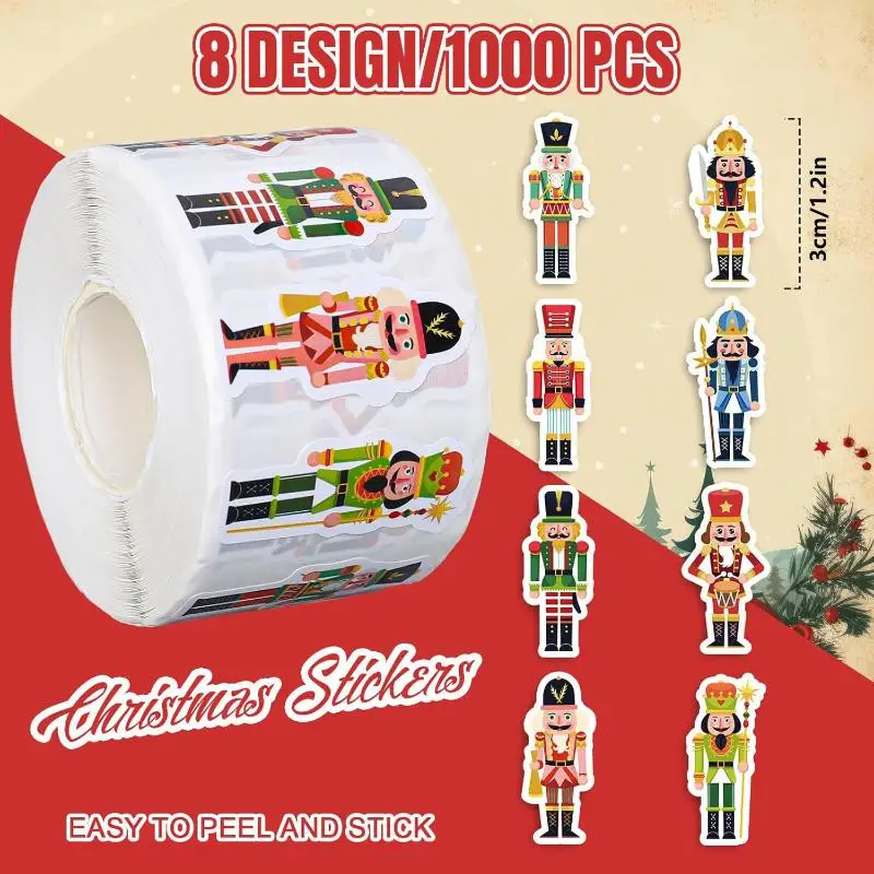 500Pcs Christmas Cartoon Nutcracker King And Soldier Decals Christmas Nutcracker Stickers Cute Stationery Decoration