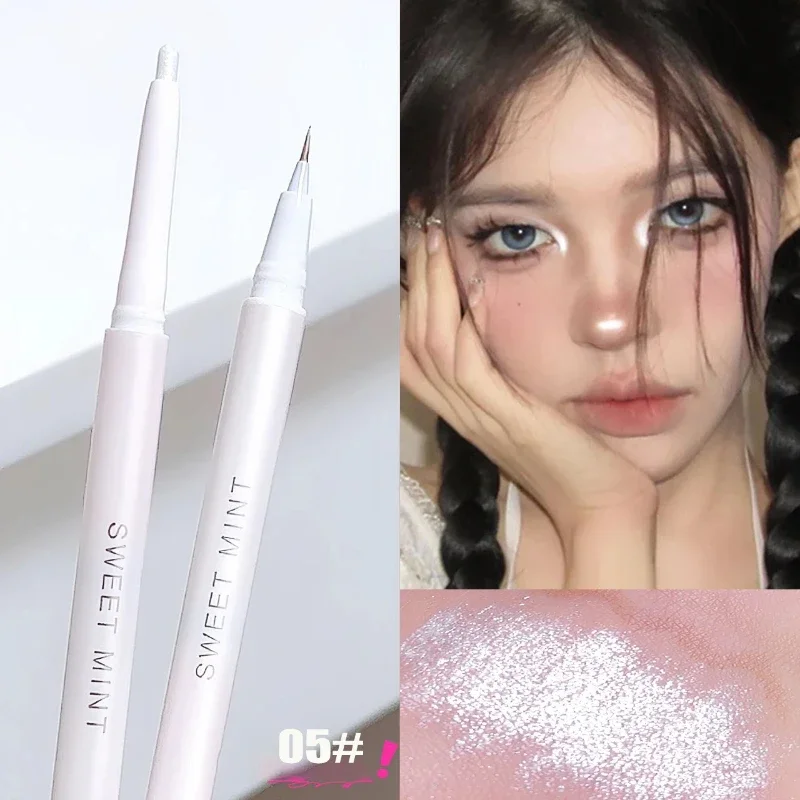 Doppelkopf Diamant Eyeliner Knicks tift liegend Seidenraupe wasserdicht Text marker natürliche weiße Perle Lidschatten Gel Kosmetik