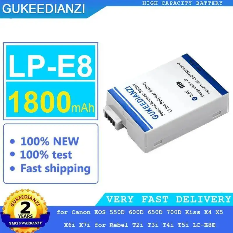 

Camera Battery LP-E8 1800Mah For Canon Eos 550D 600D 650D 700D Kiss X4 X5 X6i X7i Rebel T2i T3i T4i T5i LC-E8E