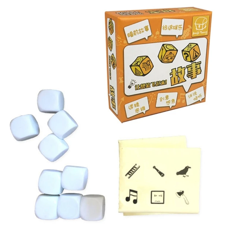 Story Dices Set, Colorful Happy Storytelling Cubes Travel Telling Cubes Funny Tabletop Game Dices for Imaginative Play