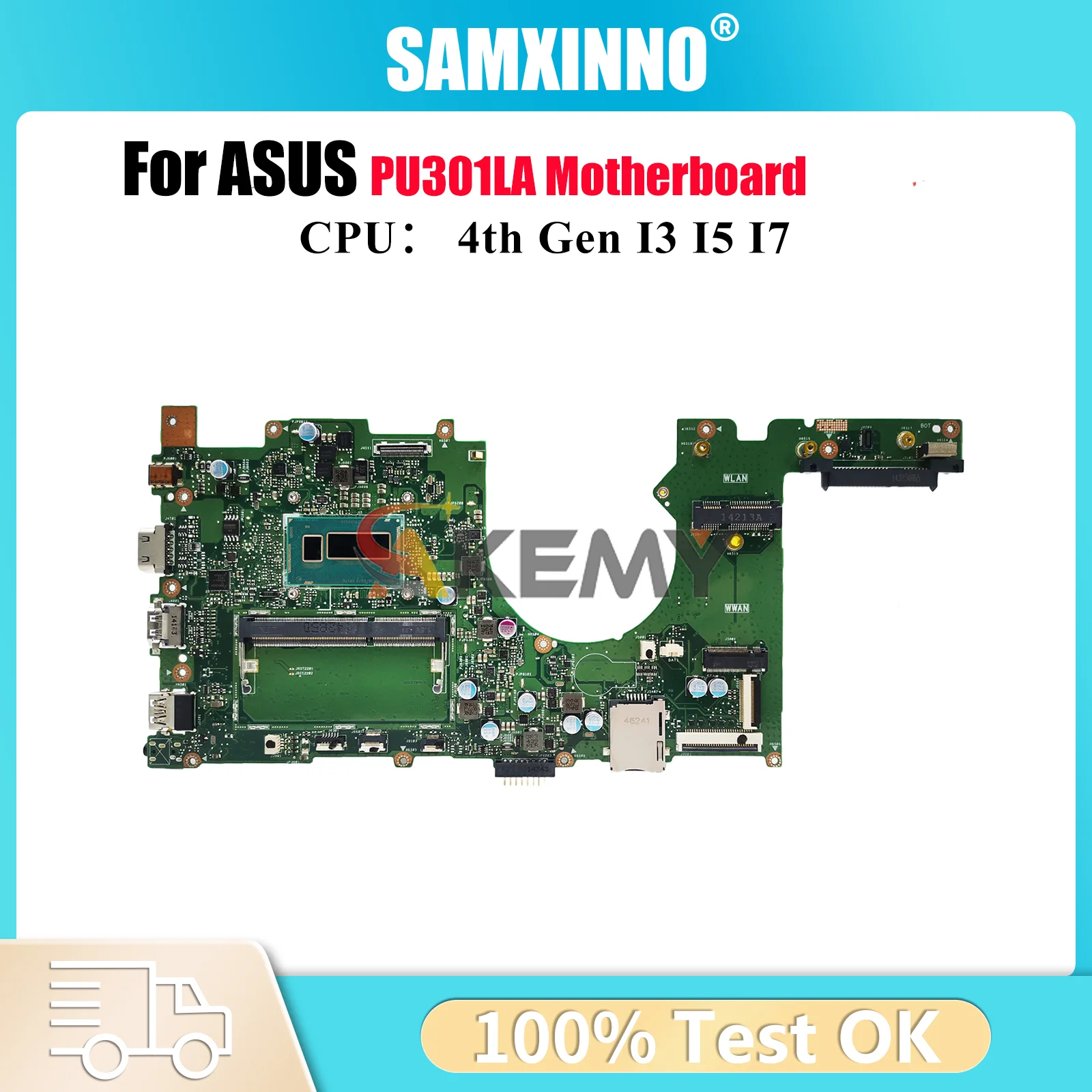 

PU301LA Laptop Motherboard For ASUS VivoBook PU301LA PU301L Notebook Mainboard With I3 I5 I7 CPU 100% tests OK fast shipping stk