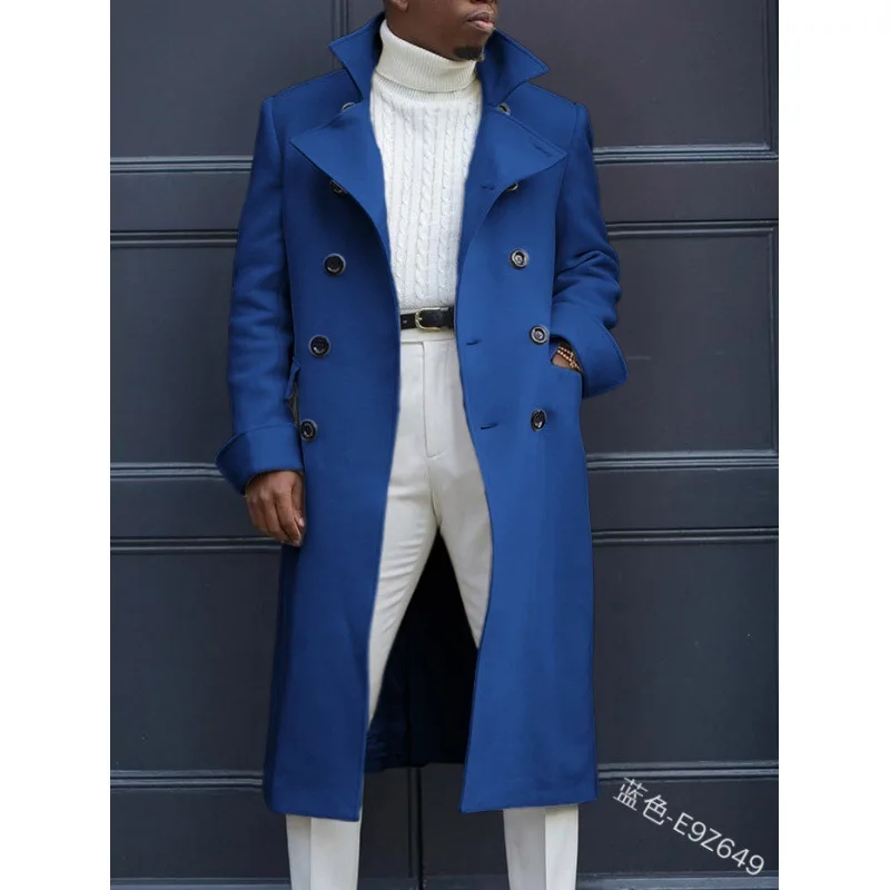 New Fashion Woolen Coat British Woolen Double Breasted Extended Coat