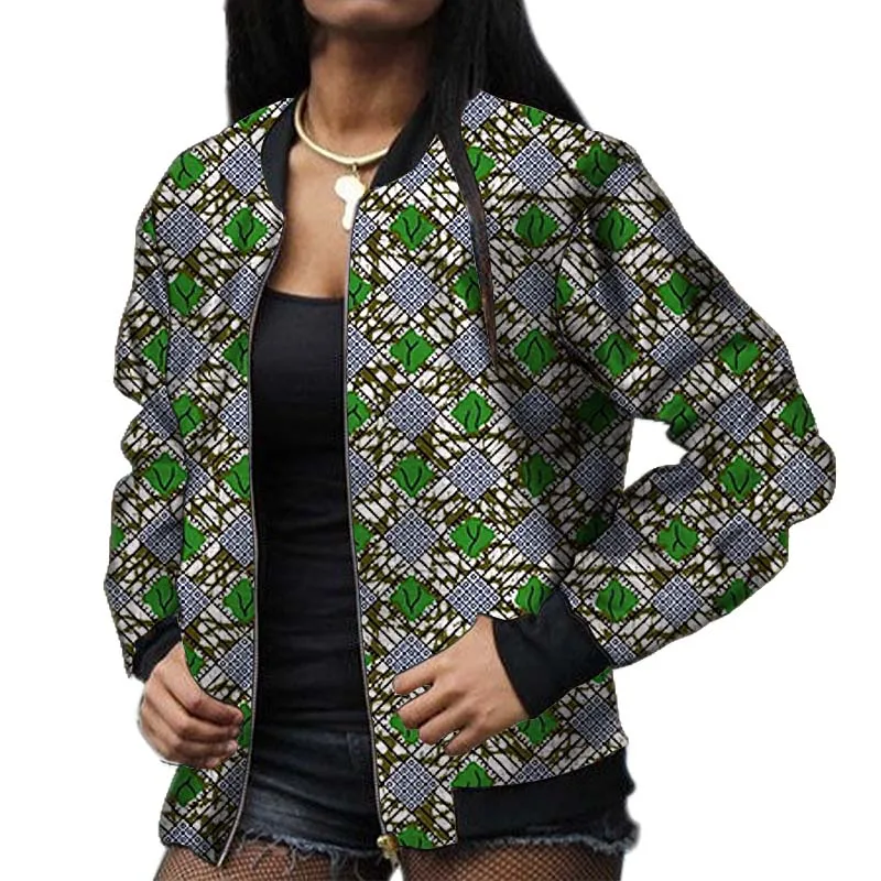التصميم الأصلي طباعة المرأة Bomber الستر الأفريقي كوتور أنيقة الشارع نمط معطف قصير الإناث أنقرة وتتسابق مصممة