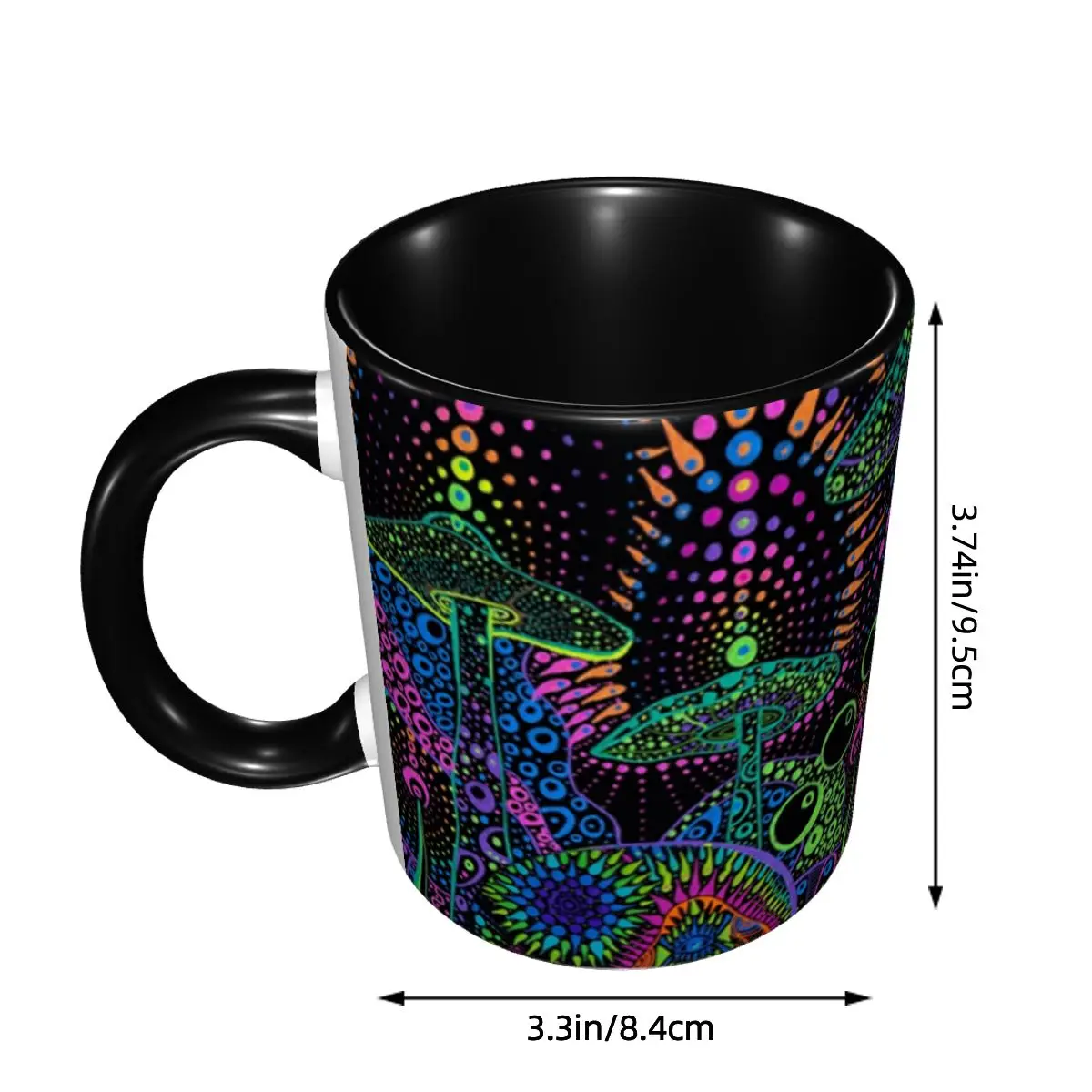 Personalized Magic Mushroom Trippy Psychedelic Neon Pastel Goth Coffee Mug DIY Ceramic Tea Milk Cup