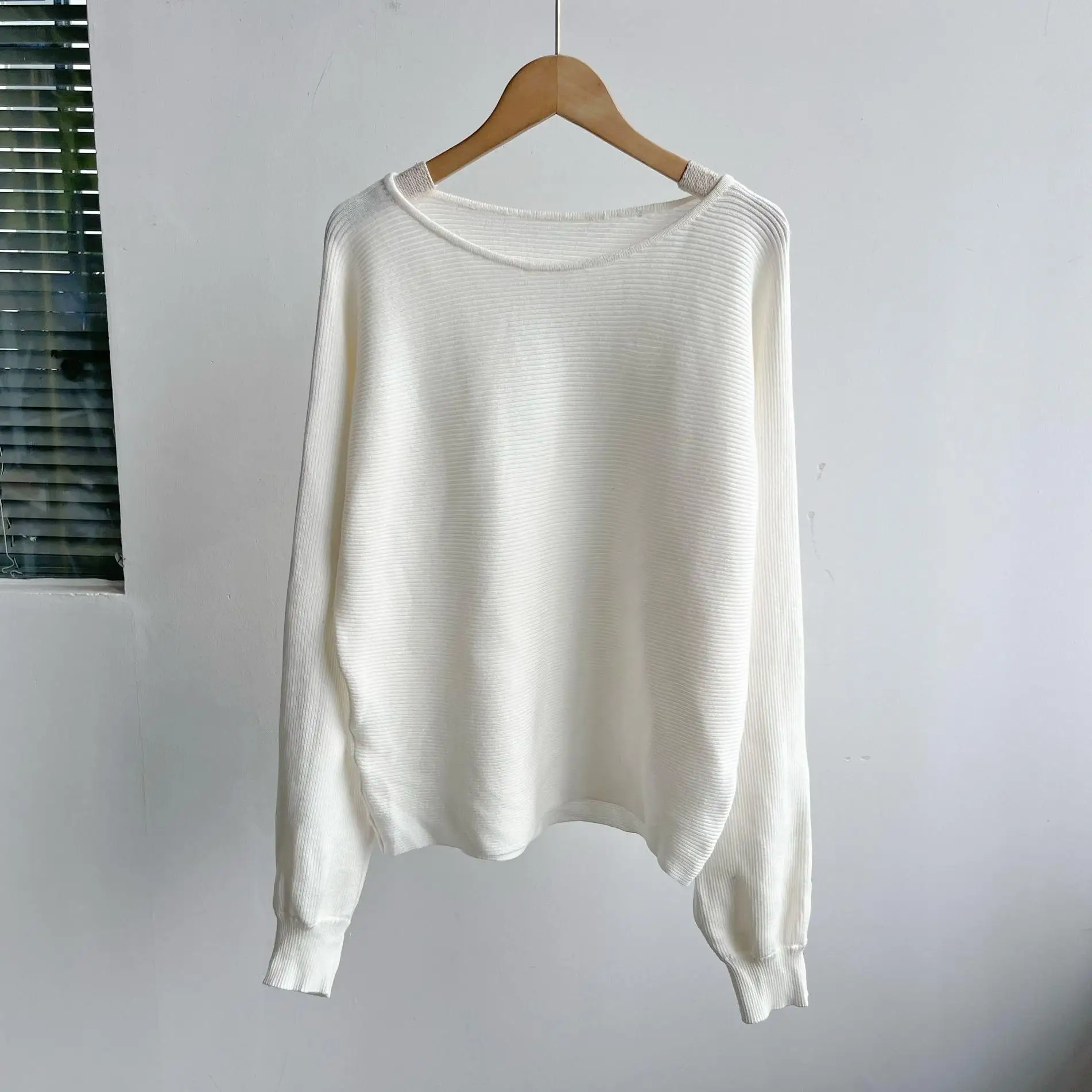 

Модный свободный американский вязаный свитер, цветной ленивый сле, осень-зима, универсальный, для похудения, чистый цвет