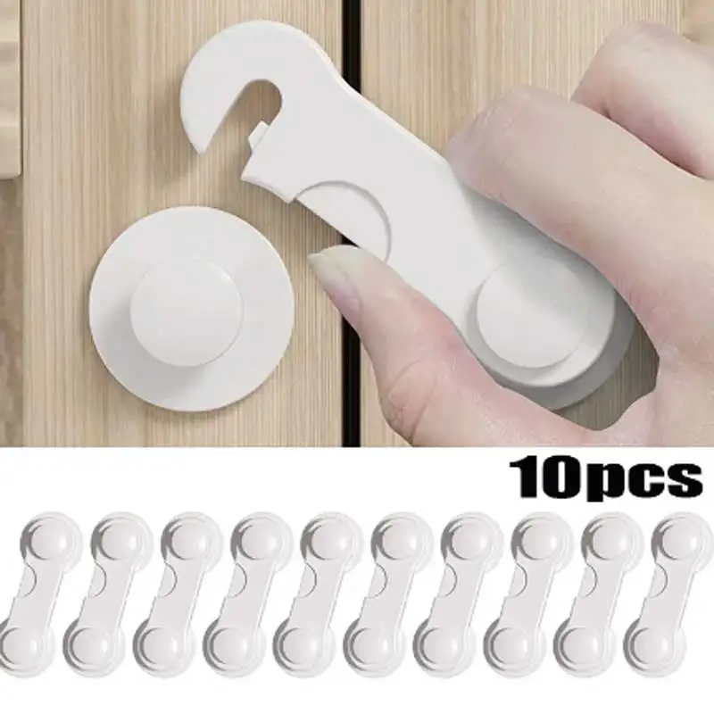 10pcs Baby Safety Locks Cabinet Locks Room Locks Drawer Locks Anti-Pinch Folio Locks Safety Protection Products