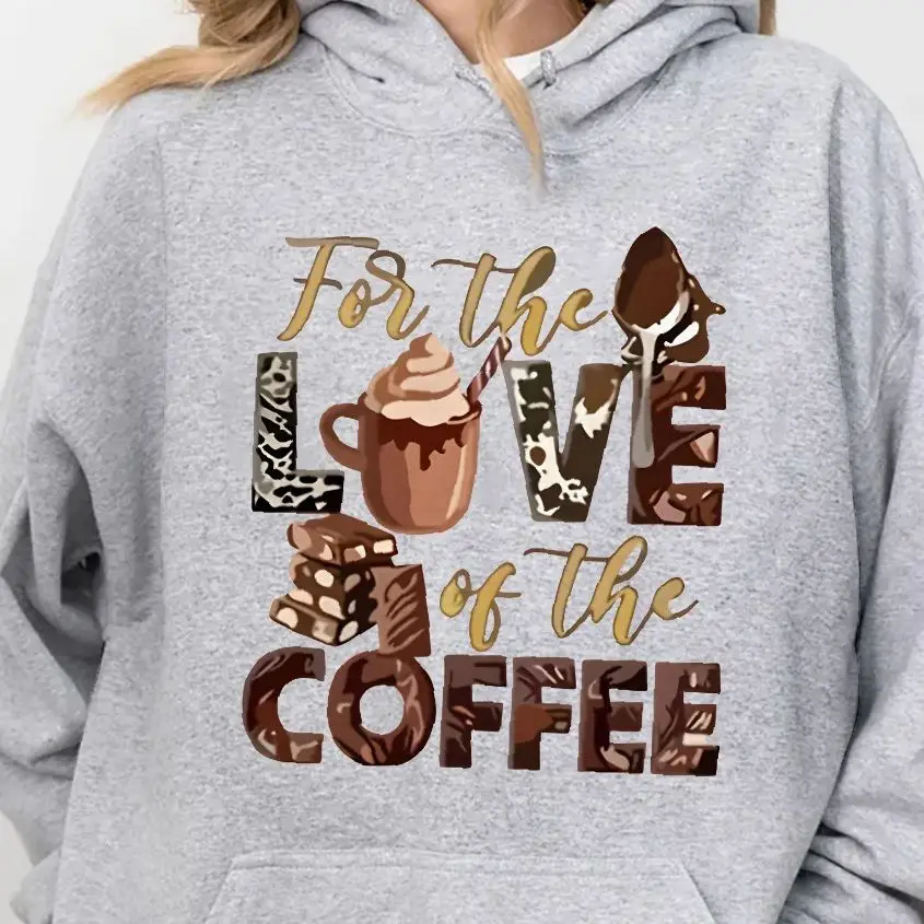 

Retro Vintage Sweatshirt Aesthetic Graphic Hoodies Y2K Tops Casual Daily Wear Unisex Stylish Pullover For The Love Of Coffee
