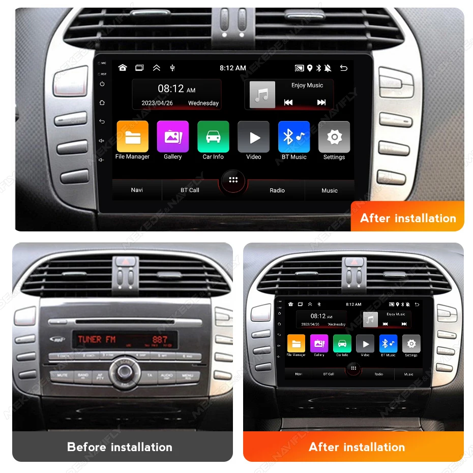 Car Radio Android 13 Auto Carplay For Fiat Bravo 2007 - 2012 Multimedia Video Player Stereo GPS 2 din Head Unit IPS Screen WIFI