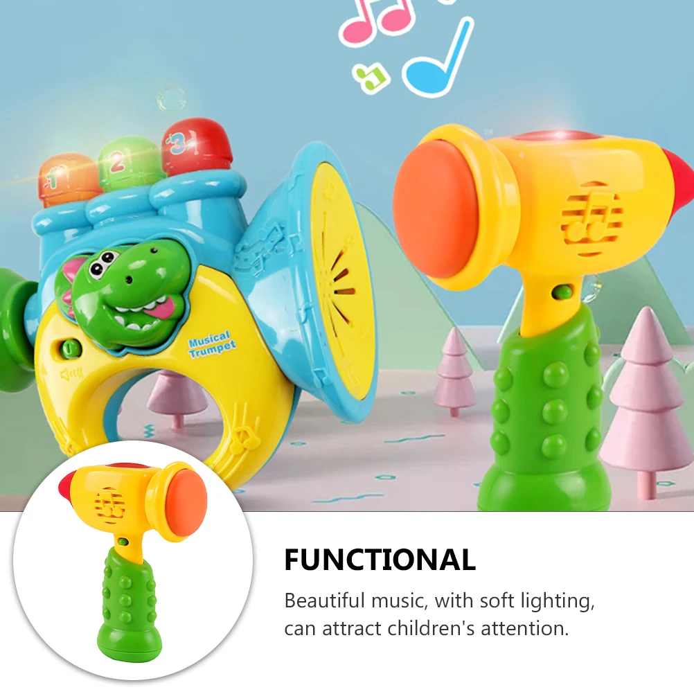 Soft Rubber Music Hammer For Educational Beating Tapping Shaking Grip Training Fun Lights Developmental